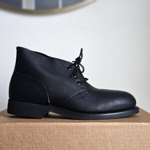 Vintage 1994 U.S. Military Steel Toe Chukka Boots Black Leather Men 6.5 Wide NOS